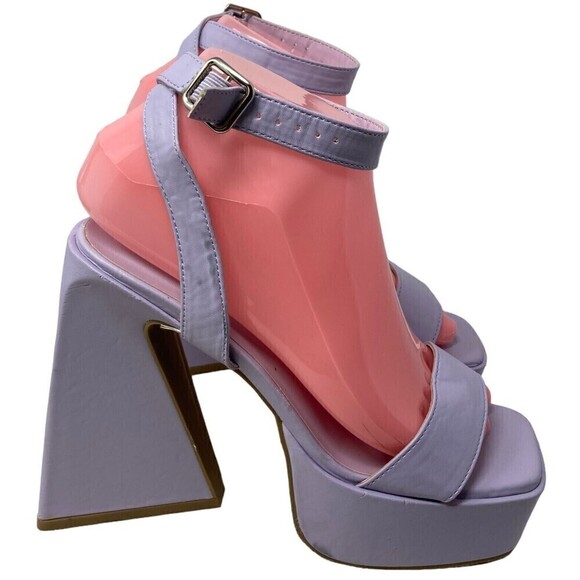 Va Cobra Heels Block Heel Chunky Triangle Light Purple Size 5.5 NEW - Picture 4 of 15